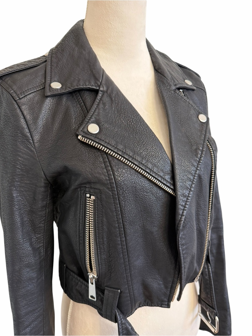 pistola Black Belted Moto Faux Leather Jacket - Picture 6 of 10